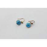 A pair of gold and coloured glass 'all seeing eye' drop earrings, in the style of Aaron Basha