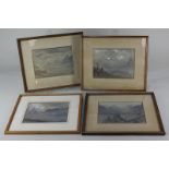 Attributed to William Collingwood, four watercolour sketches depicting mountainous landscapes,