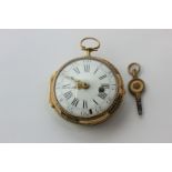 A French gold and enamel pocket watch, the fusee movement signed on the back plate Baillon, Paris,