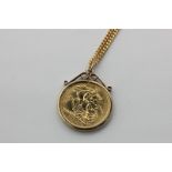 A 2003 sovereign on a 9ct gold neck chain, 17g gross