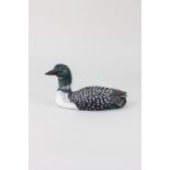 A Heritage Decoy model of a Common Loon by J B Garton, brass plaque to base, 19cm