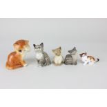 Two Royal Doulton porcelain models of kittens, a Beswick kitten (1886), a Goebel model of a ginger