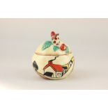 A Clarice Cliff for Newport Pottery 'House and Bridge' preserve / marmalade pot, with blossom