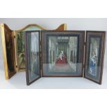 After Jan van Eyck, the Dresden triptych, colour print, in panelled frame, together with another