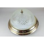 A gilt metal and moulded glass ceiling light fitting, 38cm diameter