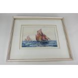 Richard Granger Barrett, sailing yachts on choppy waters, gouache, signed, 18.5cm by 25.5cm