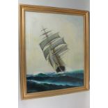 Gordon Bennett, maritime view of clipper on the water, oil on canvas, signed, 59.5cm by 48.5cm