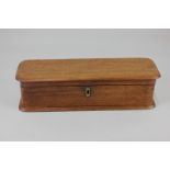 A wooden glove box with hinged lid, 30.5cm