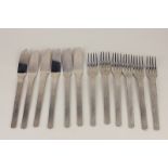 A Viners of Sheffield stainless steel canteen of six knives and forks