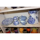 A Masons pottery large jug, together with a Spode warming dish (a/f), a sauce tureen, and three