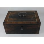 A wood effect metal double lock strong box, 35.5cm, with key