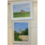 Robert Rampton, two views of country churches, 'High Summer', and 'Fairfield Church, Romney