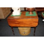 A Victorian mahogany Pembroke table with single drawer on turned legs 83cm