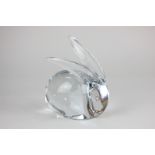 A Daum France clear glass model of a rabbit, signed 'Daum France', 15cm