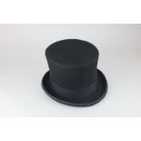 A Jaxon Victorian style top hat, black wool, 6 7/8