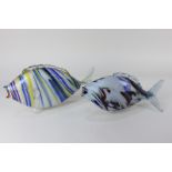 Two Venetian glass fish ornaments, 31cm long