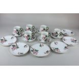 A Victorian / early 20th century china part coffee set of six cups, saucers and side plates,