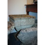 A stone composition garden planter, square pedestal shape, 46cm