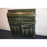 A Dutch Friesland provincial painted cabinet, possibly from a shop, with floral decoration on