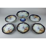 A Rosenthal Bavarian porcelain dessert service comprising six plates, two pedestal dishes and a