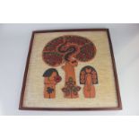 A Hornsea pottery terracotta Muramic wall picture depicting Adam and Eve in the Garden of Eden,