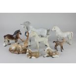 A Beswick porcelain model of a stag (954), a fawn (1000B), a Welsh mountain pony 'Coed Coch