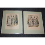 Two 19th century French fashion prints, 'La Mode Illustree', one unframed, 33.5cm by 51cm