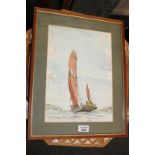 Raymond Keillor (20th century) sailing vessel off a coastline, watercolour, signed, 32cm by 23.5cm