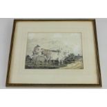 19th century school, farmer driving cows and sheep, watercolour, unsigned, 11.5cm by 15.5cm