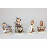 Four Goebel Hummel porcelain figures, Little Goat Herder, Barnyard Hero, Just Resting and Goose