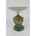 A Salters cast iron scale, brass dial marked 'Improved Family Scale No 50', later painted, 33cm