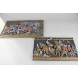 Two Marcus Designs wall plaques of medieval battle scenes, one inscribed 'King Henry III, Earl of