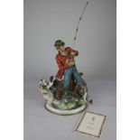 A Capodimonte porcelain figure of a fisherman with his dog, 'Help', L'aiuto, by Sandro, 47cm high