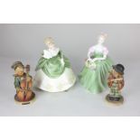 Two Royal Doulton porcelain figures of ladies dressed in green, comprising Clarissa, 19.5cm, and