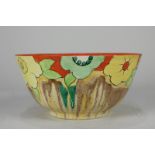 A Clarice Cliff Bizarre Newport pottery bowl in the Lydiat pattern, 14cm diameter