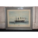 After J.S. Cotman, Great Western Steam Ship, coloured engraving, by H. Papprill, London, pub. July