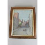 19th/20th century school, Chichester street scene, possibly West Pallant, pastel, unsigned, 31cm