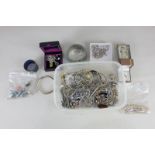 A quantity of costume jewellery, to include some silver