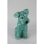A Sylvac pottery model of a dog in green colourway, stamped 1380, 28.5cm high
