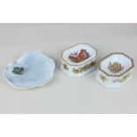 A Royal Copenhagen small porcelain dish modelled as a frog on a lily pad, 10.5cm, together with