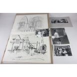 A 1951 sketchbook 'Examinations in Art', evidence of study, intermediate lithography, containing