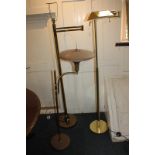 Three brass extending / adjustable standard lamps tallest 144cm