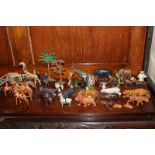 An early to mix 20th century painted hollow cast zoo with a large collection of animals, figures and