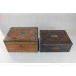 A 19th century brass mounted rosewood writing box, with flush handles, lacks interior slope (a/f),