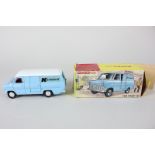 A Dinky Toys Ford Transit van, 407, with blue body advertising Kenwood, in original box