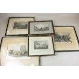 Five 19th century and later coloured engravings and prints of scenic views and landmarks, to include