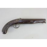 A 19th century percussion cap pistol, with 20cm octagonal barrel stamped London, parts of