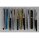 A collection of fountain pens, Parker and Sheaffer