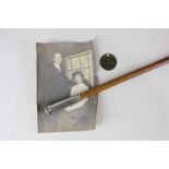 A Royal Sussex Regiment white metal topped swagger stick stamped Bridger, 68.5cm, together with a