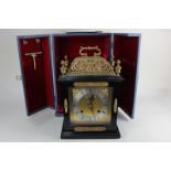 An Elliot and Co London ebonised bracket clock with eight day striking movement, 6 inch dial and